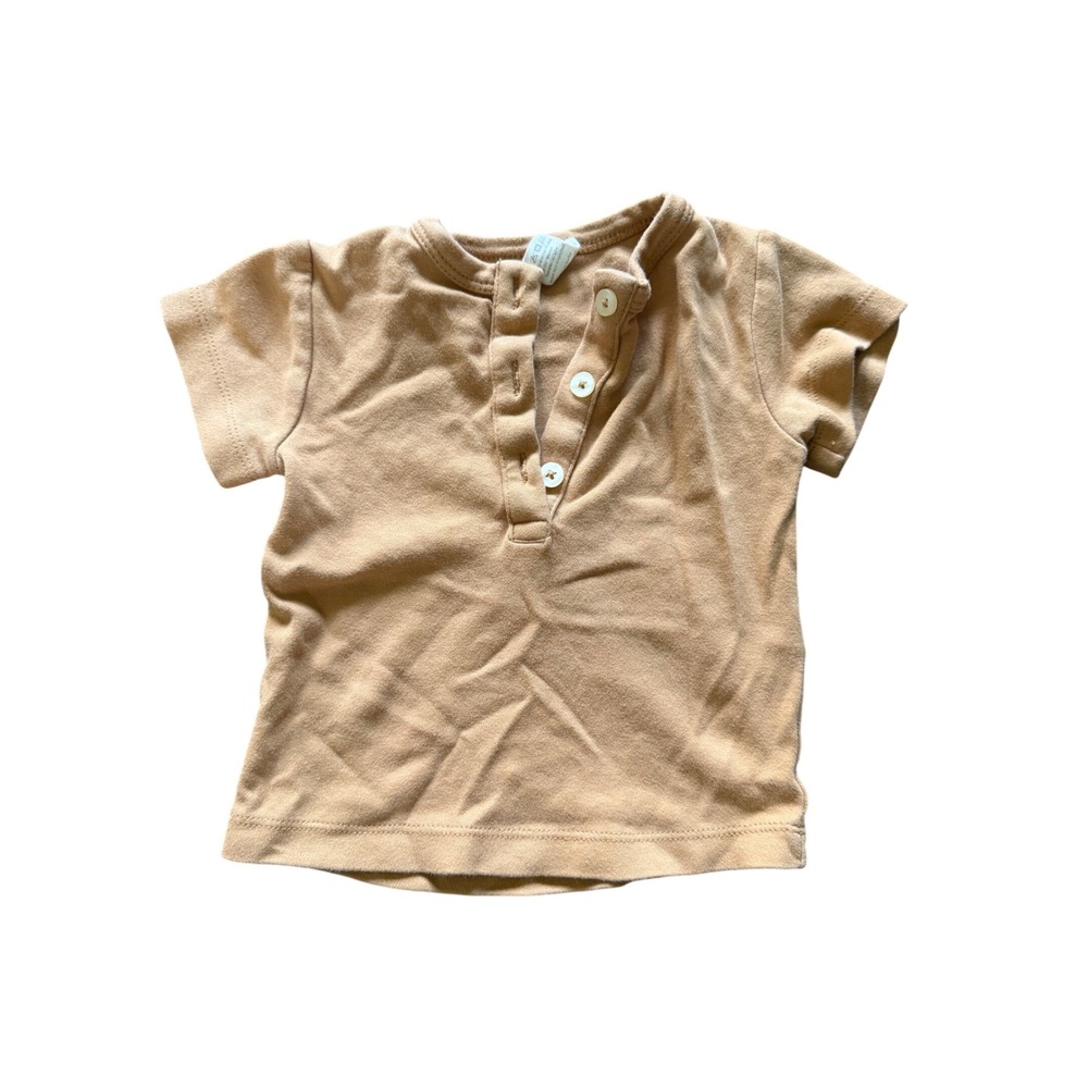 Kate Quinn Organic Cotton Henley Top and Harem Pants Set Camel Tan 12-18M